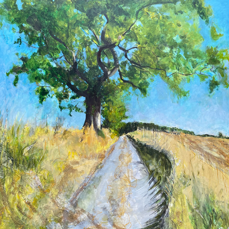 kath-wallace-painting-morning-walk-summer-oak-tree